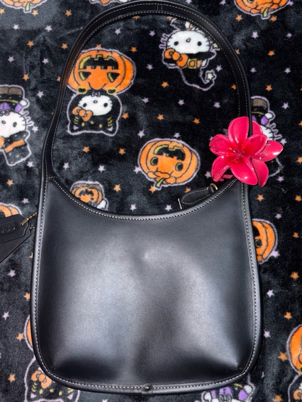 Black Leather Shoulder Bag - Unbranded Classic Hobo